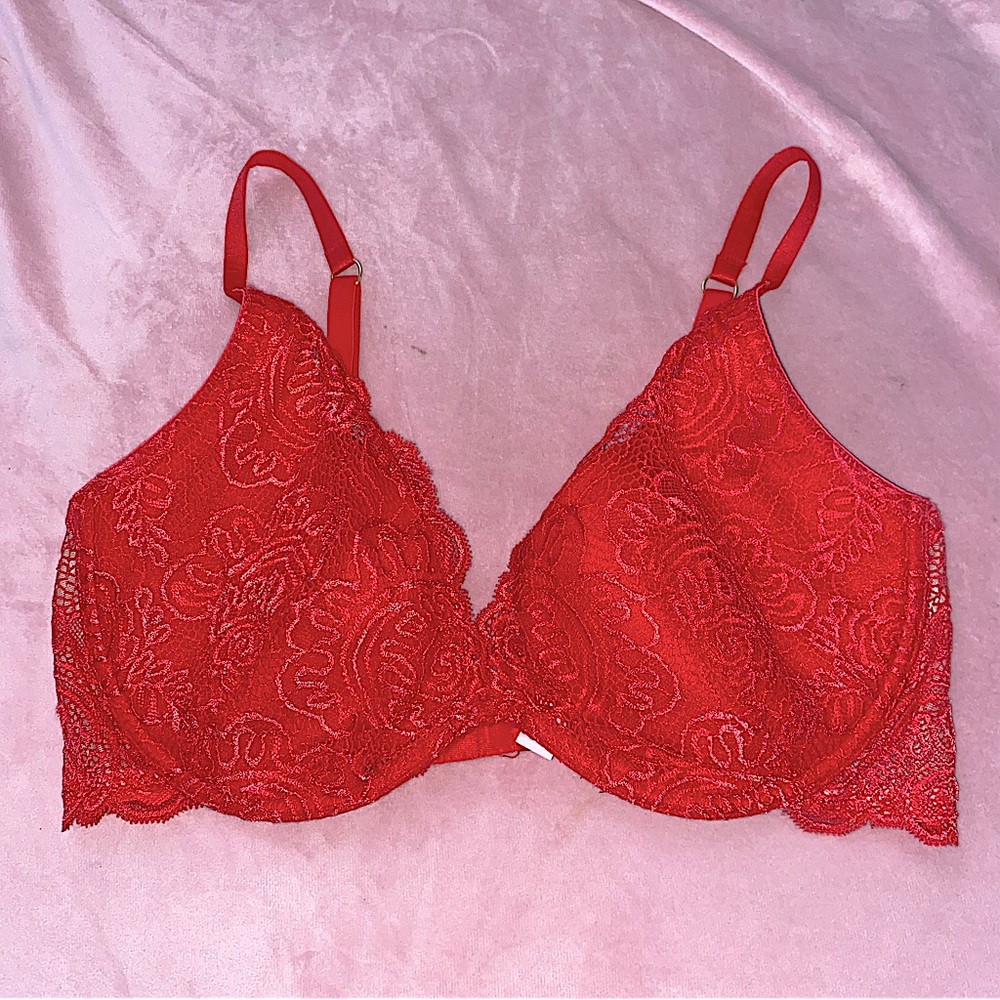 VS New Very Sexy Push Up without Padding Red Lace Underwire Bra 38D Push-up nwot